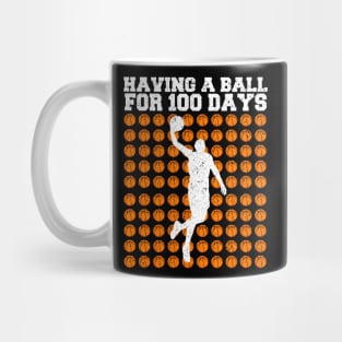 Retro 100th Day Of School, Basketball 100th Day Balls Mug